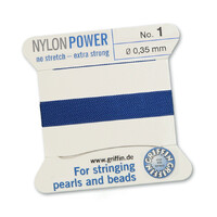 No 1 - 0.35mm - Dark Blue Carded Bead Cord Nylon Power