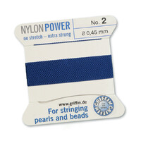 No 2 - 0.45mm - Dark Blue Carded Bead Cord Nylon Power