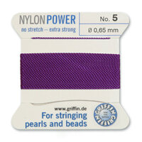 No 5 - 0.65mm - Amethyst Carded Bead Cord Nylon Power