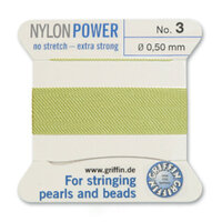 No 3 - 0.50mm - Jade Green Carded Bead Cord Nylon Power
