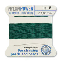 No 5 - 0.65mm - Green Carded Bead Cord Nylon Power