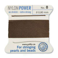 No 8 - 0.80mm - Brown Carded Bead Cord Nylon Power