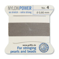 No 4 - 0.60mm - Grey Carded Bead Cord Nylon Power