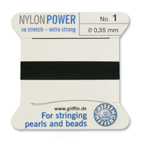 No 1 - 0.35mm - Black Carded Bead Cord Nylon Power