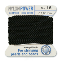 No 16 - 1.05mm - Black Carded Bead Cord Nylon Power