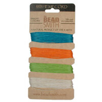 0.55mm Hemp Cord Bright Colour Mix - 4 x 12m Card - HEMP4140