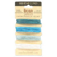 0.55mm Hemp Cord Aqua Shades - 4 x 12m Card - HEMP4165