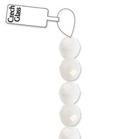 8mm White Alabaster Round Faceted Beads, 19 Bead Strand - 6-FPR082010