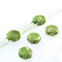 Honeycomb 6mm - HC0653410-94401 - Opaque Wasabi Gold Splash - 30 Bead Strand