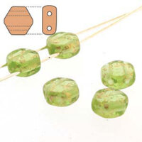 Honeycomb 6mm - HC0650230-94401 - Transparent Olivine Gold Splash - 30 Bead Strand