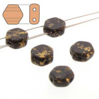 Honeycomb 6mm - HC0623980-94401 - Jet Gold Splash - 30 Bead Strand
