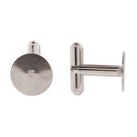 13mm Flat Pad Cufflink - Silver, Pair