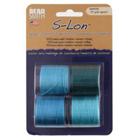 S-Lon Standard Twist Bead / Macrame Cord (TEX210) - Marine Mix - Bermuda Blue / Green Blue / Nile Blue / Aqua  - 77yd Spools - SLBC-MIX165