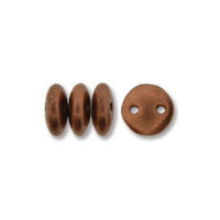 CzechMates 2 Hole Lentil 6mm - Matte Metallic Copper - 00030-01770 - 50 Bead Strand