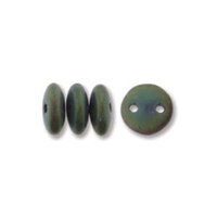 CzechMates 2 Hole Lentil 6mm - Matte Iris Green - 23980-21155 - 50 Bead Strand
