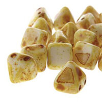 Pyramid Stud 6mm - Chalk Picasso - PYR0602020-86800 - 25 Bead Strand