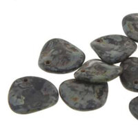 Petal 14mm x 13mm - Matte Jet Picasso - PTL1413-23980-M86800 - 50 Bead Strand