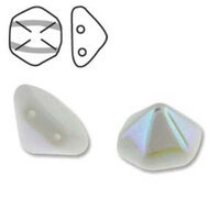 Pyramid Hex 12mm x 7.7mm - Chalk AB - PYH12-02020-28701 - 12 Bead Strand