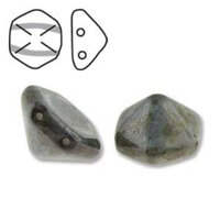 Pyramid Hex 12mm x 7.7mm - Chalk Travertine Blue - PYH12-02020-65431 - 12 Bead Strand