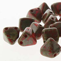Pyramid Stud 6mm - Coral Picasso - PYR0693400-86800 - 25 Bead Strand