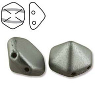 Pyramid Hex 12mm x 7.7mm - Pastel Silver - PYH12-25028 - 12 Bead Strand