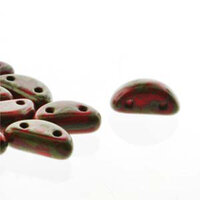 Half Moon 8mm x 4mm - Coral Red Travertine - HMN84-RD86800 - 50 Bead Strand