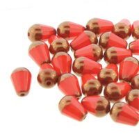 8mm x 6mm Cut Fire Polish Drop Bead - Red Bronze 93190-14415T - 20 Bead Strand