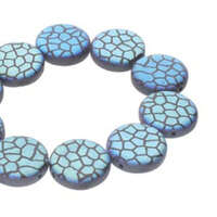 14mm 2 Hole Coin Bead - 10 Bead Strand - Cracked - Black & Matte Jet AB - CN14-23980-28773CR