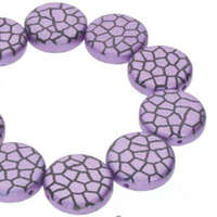 14mm 2 Hole Coin Bead - 10 Bead Strand - Cracked - Black & Violet - CN14-23980-25012CR