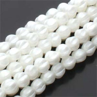 4mm Matte White Melon Round Beads - 120 Bead Strand - 70400M