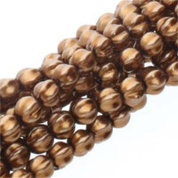 6mm Antique Gold Melon Round Beads - 75 Bead Strand - 10146