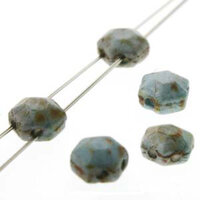 Honeycomb Chiseled Jewel 6mm - HCJ0602010-65431 - Chalk Lazure Blue - 30 Bead Strand