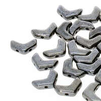Chevron Duo Beads - 2 Hole - 30 Bead Strand - CHV10423980-14400 - Chalk Gunmetal
