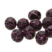 4mm Fire Polish Beads - Ionic Jet / Pink 02010-24615 - 40 Bead Strand