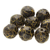 4mm Fire Polish Beads - Ionic Jet / Yellow 02010-24617 - 40 Bead Strand