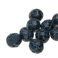 4mm Fire Polish Beads - Ionic Jet / Blue 02010-24618 - 40 Bead Strand
