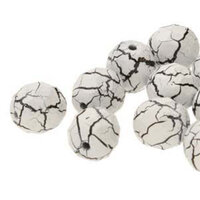 6mm Fire Polish Beads - Ionic White / Jet 02010-24601 - 25 Bead Strand