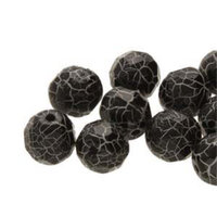 8mm Fire Polish Beads - Ionic Jet / White 02010-24619 - 20 Bead Strand