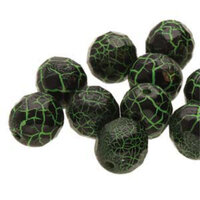 8mm Fire Polish Beads - Ionic Jet / Green 02010-24620 - 20 Bead Strand