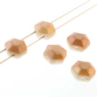 Honeycomb Chiseled Jewel 6mm - HCJ0602010-29121 - Chalk Apricot Medium - 30 Bead Strand