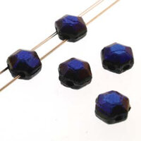 Honeycomb Chiseled Jewel 6mm - HCJ0623980-22203 - Jet Azuro - 30 Bead Strand