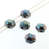 Honeycomb Chiseled Jewel 6mm - HCJ0623980-22503 - Jet Celsian - 30 Bead Strand