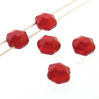 Honeycomb Chiseled Jewel 6mm - HCJ0690080 - Ruby - 30 Bead Strand