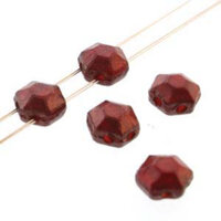Honeycomb Chiseled Jewel 6mm - HCJ0690080-15726 - Ruby Red Vega Luster - 30 Bead Strand