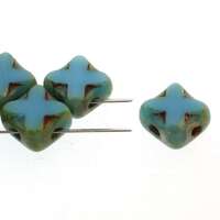 Silky 6mm Table Cut X - Turquoise Picasso - SQ207-63030-43400 - 40 Bead Strand