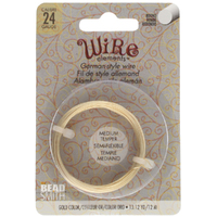 German Style Wire Medium Temper Gold 24 Gauge Round Wire - 12m Spool - GSW24G