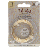 German Style Wire Medium Temper Gold 14 Gauge Round Wire - 1.8m Spool - GSW14G