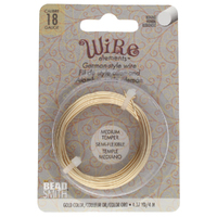 German Style Wire Medium Temper Gold 18 Gauge Round Wire - 4m Spool - GSW18G