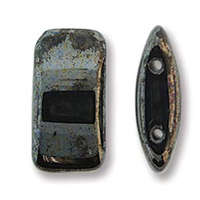 Two Hole Glass Carrier Bead 17mm x 9mm - 15 Bead Strand - Gunmetal - CRB91723980-14400