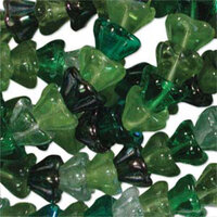 Flower Bead 6mm x 8mm - Evergreen Mix - FLW68MIX03 - 50 Bead Strand